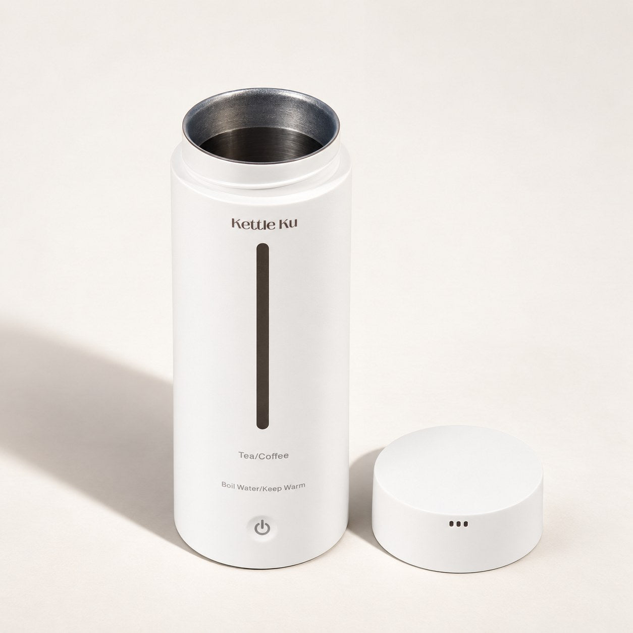 Kettle Ku with its lid off showing the stainless steel interior